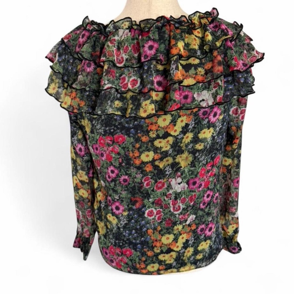 Ted Baker Amell Floral Ruffle Blouse Size 1 Coquette Romantic Feminine Spring - Picture 3 of 15